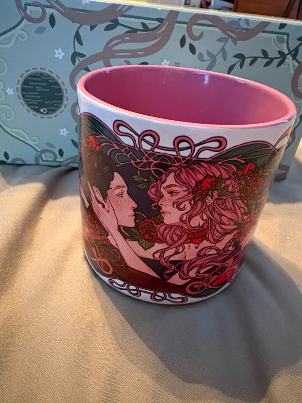 Art Nouveau Pink Floral ceramic Mug